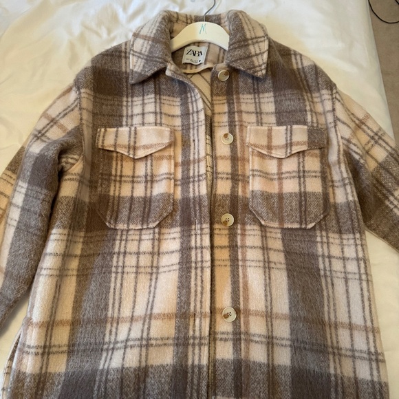 Zara Shacket in Plaid Neutral Pattern Size Small - Picture 1 of 4